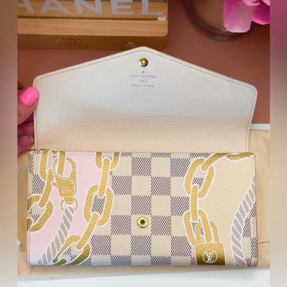 Louis Vuitton Limited Edition Nautical Damier Azur Portefeiulle Sarah Wallet - Picture 5 of 15